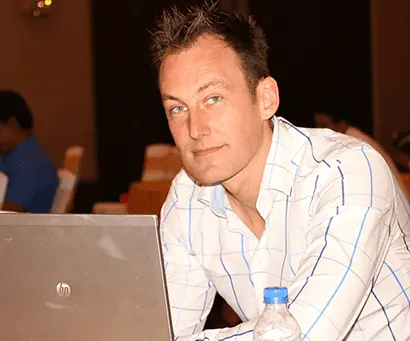 TechWhizz gallery image showing Hugo Messer at a laptop during an event